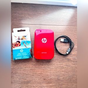 99.99% new hp portable photo printer with 20 photo paper